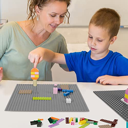 Image of Lekebaby 6 Pack Classic Baseplates 10 inch x 10 inch, Building Base Plates for Building Bricks, 100% Compatible with Major Brands and Activity Table-Baseplate, Sturdy & Safe, Age 3 and up Kids, Grey