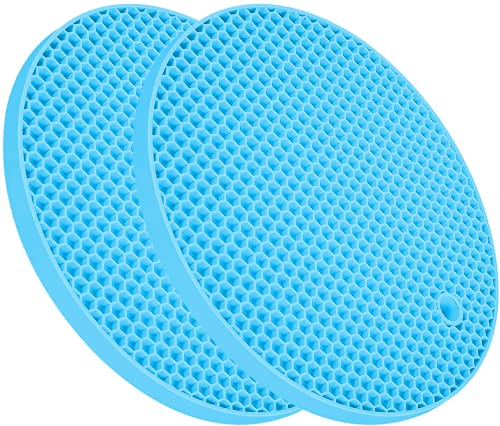 Image of Countertop Protector Heat Resistant Trivets for Hot Pots and Pans - Non-Slip Insulated Heat Pads for Kitchen Counter Blue Pack of 2