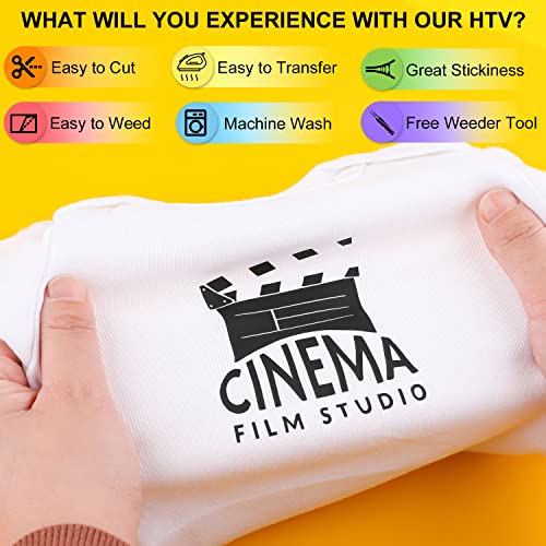 Caregy Htv Heat Transfer Vinyl Bundle: 90 Pack 12" X 10" Iron On Vinyl For T-Shirt, 53 Assorted Colors With Htv Accessories Tweezers For All Cutter Machine Or Heat Press Machine #TOP5