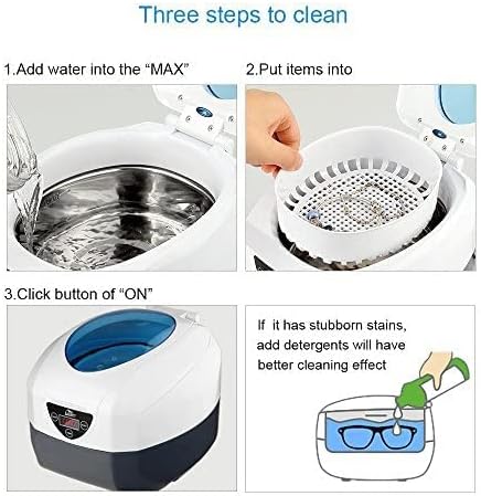 Three steps to clean: Add water, put items in basket, click ON button