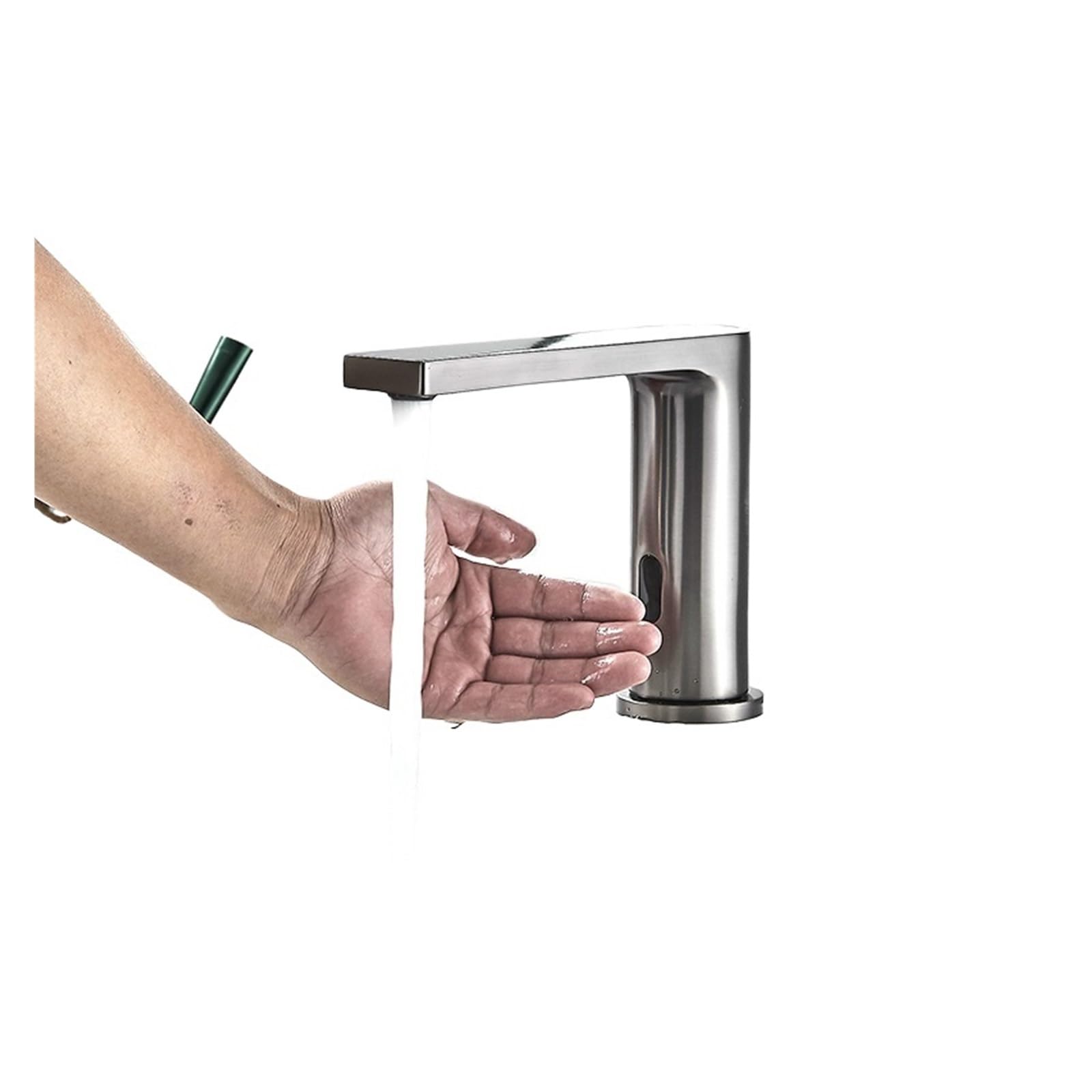 Kitchen Faucet, Gun Grey Smart Sensor Basin Faucet, Hot Cold Water Mixer Tap Automatic Touch for Bathroom Deck Mounted(Gun Grey Short)