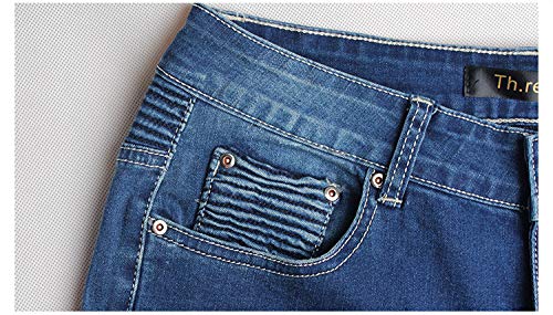 ZENTHACE Women's Ripped Moto Biker Skinny Jeans Stretch Riding Jean3