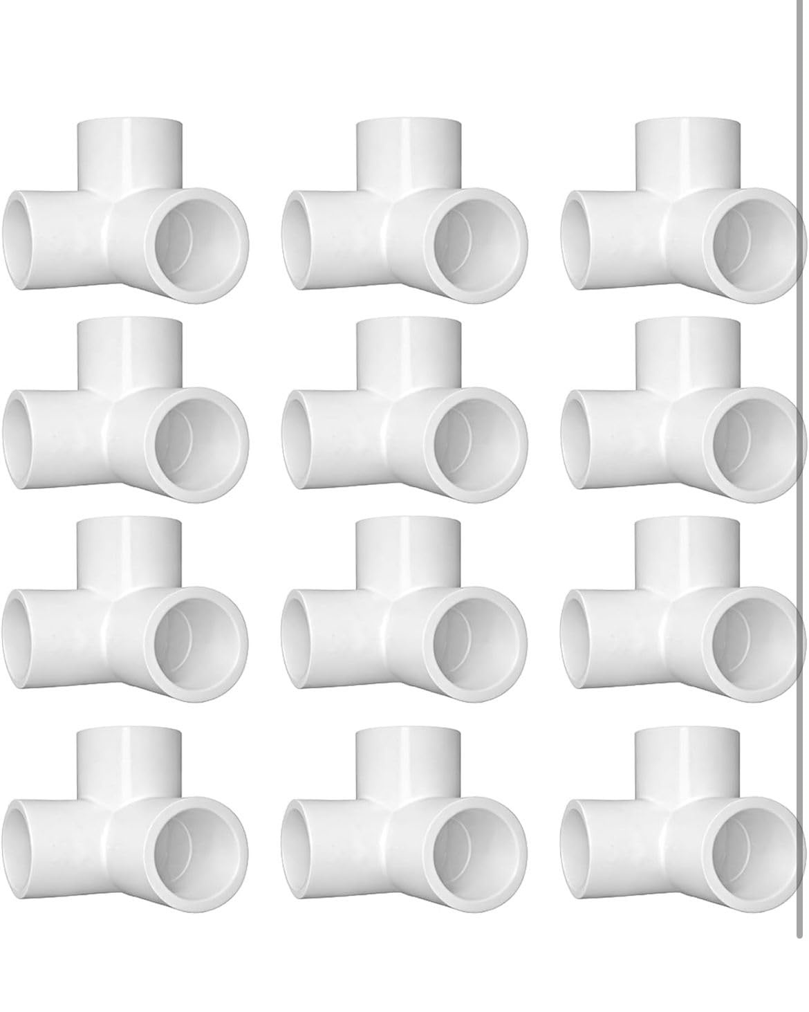 PVC 3 Way Tee Connector Pipe Fitting White Heavy Duty Plastic Joint for Furniture Greenhouse Plumbing DIY Projects Pack of 12 1/2 inch (15MM)-image-5