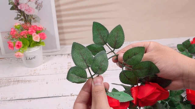 Suncalla 8 Pack 6.56ft Artificial Rose Flower Garland Silk Flocked Red Rose Garland Faux Eucalyptus Peony Flower Vine for Wedding Party Table Centerpiece Arch Background Decor(Eucalyptus)