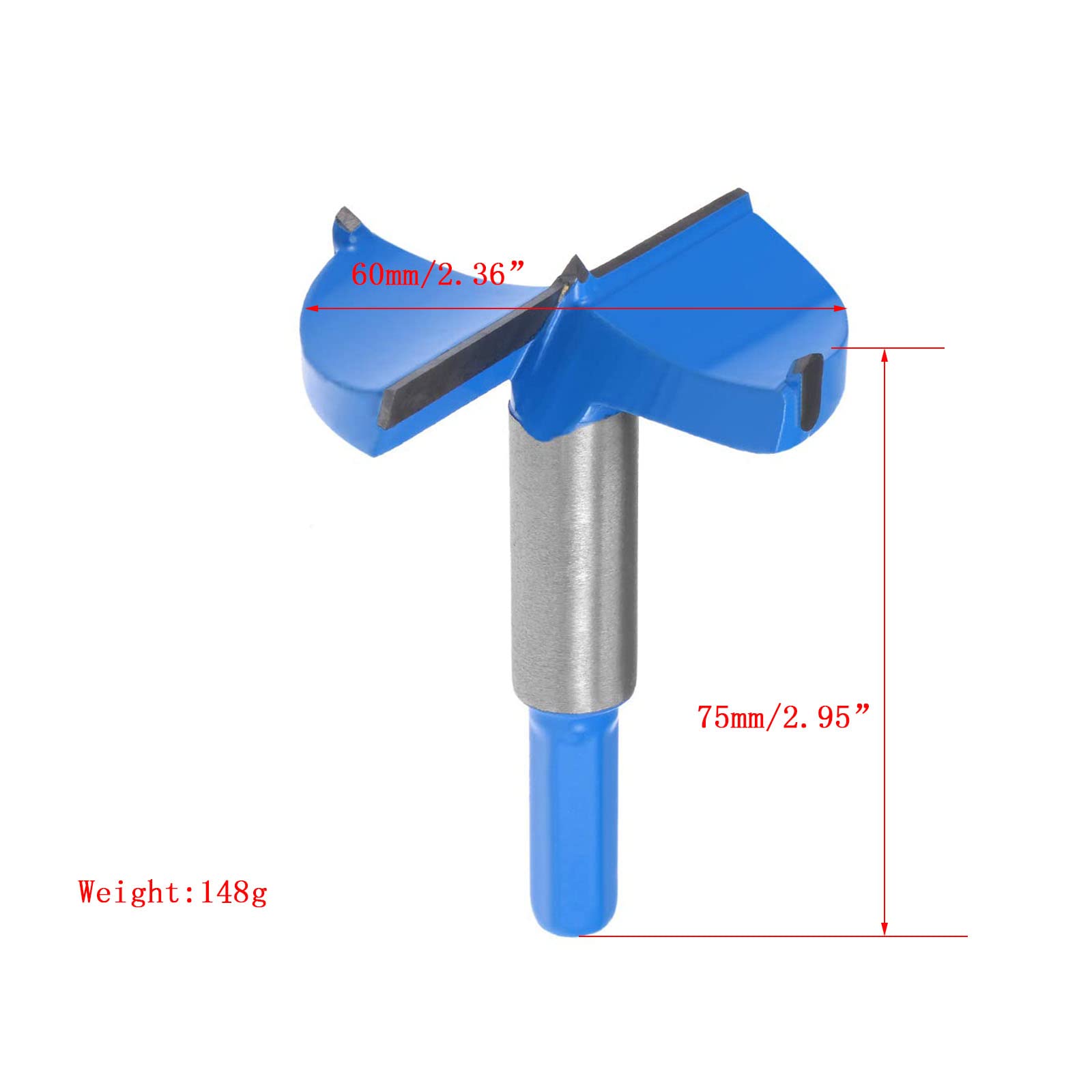 TA-VIGOR Forstner Drill Bit 60mm, Tungsten Carbide Wood Hole Saw Auger Opener for Woodworking Hinge Hole Drilling Boring Bit Cutter Blue - Image 2