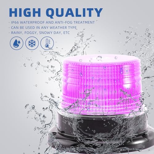 Image of 1-Pcs Purple LED Beacon Lights for Funeral Escort Truck Vehicles Car, 12-24V Warning Safety Flashing Emergency Strobe Mini Light Bar with Magnetic Base