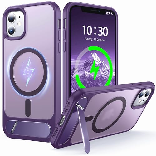 Support magnétique iPhone 11 violet résistant aux chocs avec socle induction