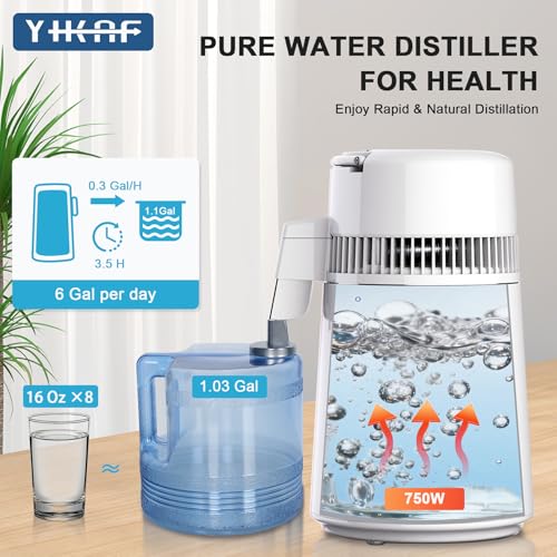 Pure Water Distiller, 1.1 Gal Distilled Water Machine with BPA Free Plastic Container for Daily Water or Essential Oil Filtration