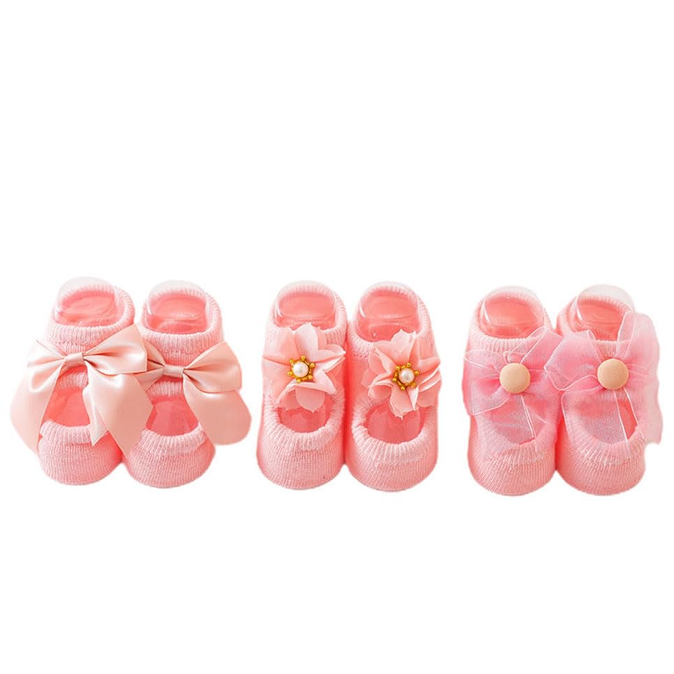 CEAeis Baby Ballet Socks, 3pair Non-skid Socks Shoes for Baby Girls