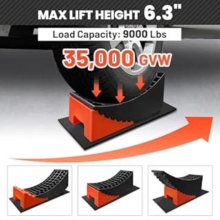 ROBLOCK Tandem Trailer Tire Change Ramp, Tire Lifts Up to 6.3", Raised Tire Change Ramp for Trailers Campers, RV Leveling Blocks with Chocks, Carry Bag, Dual Axle Tandem Wheel Aid,1 Pack