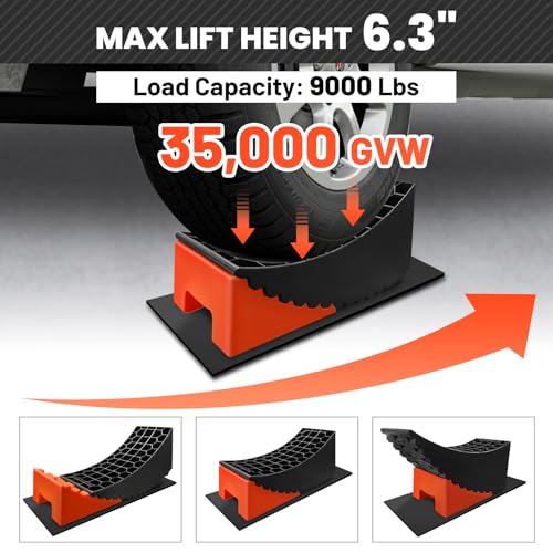 ROBLOCK Tandem Trailer Tire Change Ramp, Tire Lifts Up to 6.3", Raised Tire Change Ramp for Trailers Campers, RV Leveling Blocks with Chocks, Carry Bag, Dual Axle Tandem Wheel Aid,1 Pack by ROBLOCK - Image 2
