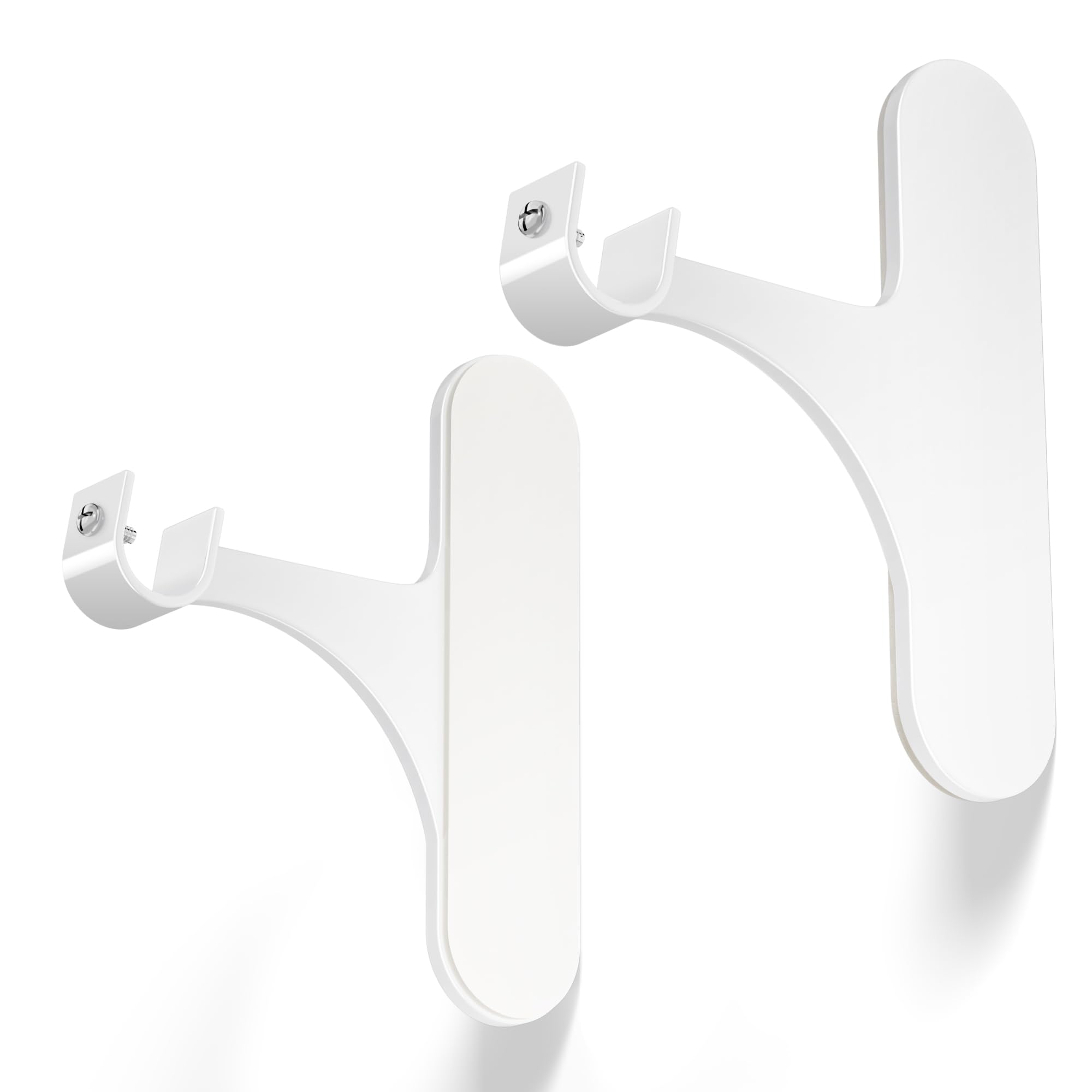 niffgaff Supporto per Bastone Tenda Senza Fori per Cassonetto Tapparella – Fissaggio Autoadesivo, Set da 2 per Bastoni 19–28 mm, Metallo Resistente, Installazione Rapida, Bianco