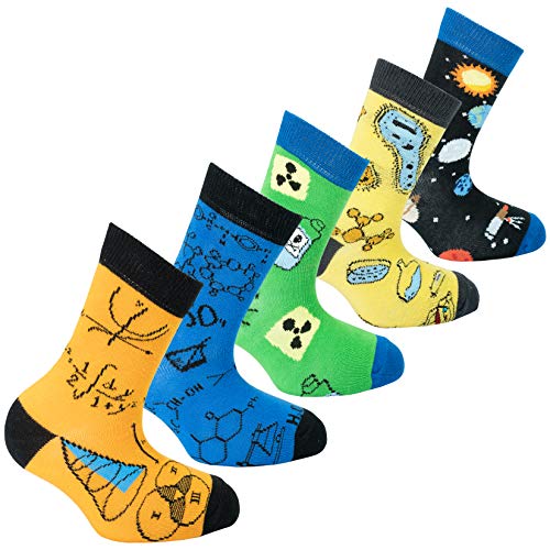 Socks n Socks-Kids 5-pair Fun Cool Cotton Colorful Science Socks Gift Box-Large