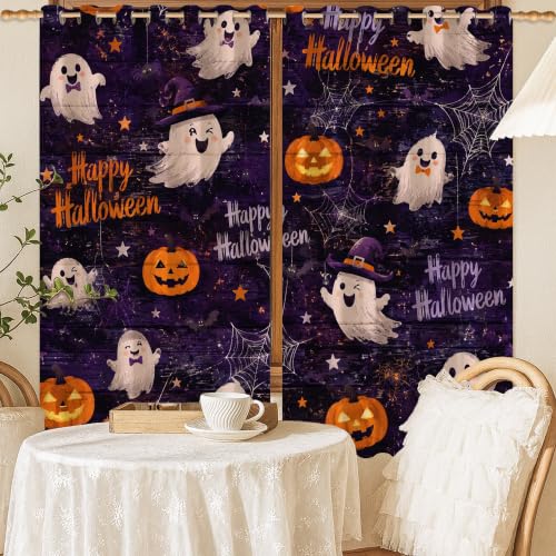 Rideaux occultants citrouilles pour bloquer la lumière et décorer Halloween