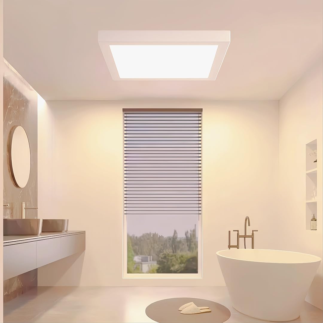 ONSSI Plafón de Techo LED 20W 2000lm,Cuadrado 220x220 mm, Blanco Cálido 3000k,Superficie Panel LED Lámpara de Techo (Pack 5)