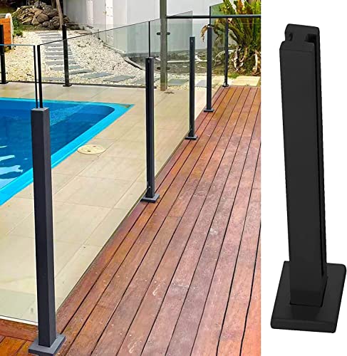 Poteau de garde-corps en verre noir anti-corrosion pour sécuriser votre piscine sans travaux lourds