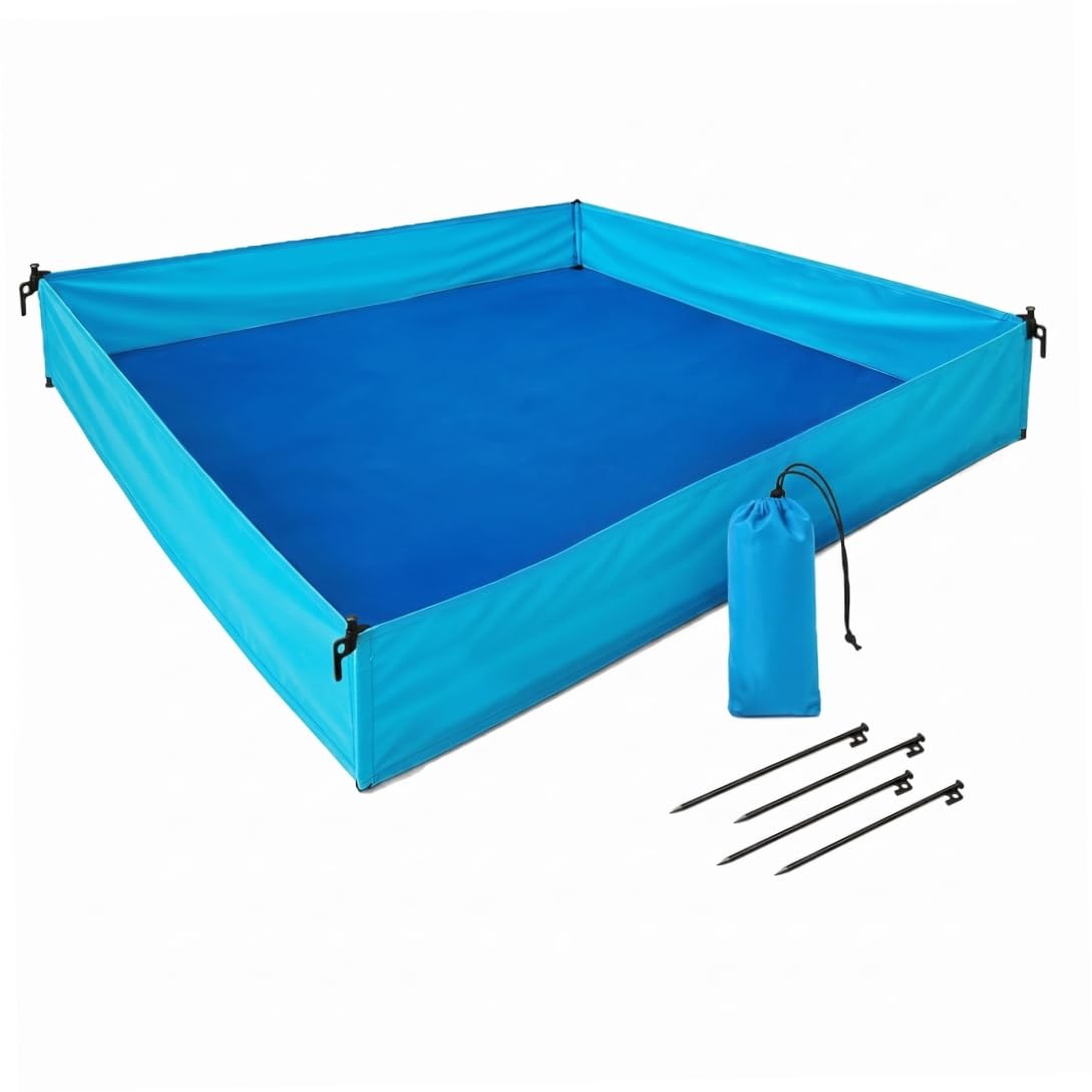 Box da spiaggia per bambino, Box da esterno per bambino, Coperta da spiaggia pieghevole con superficie impermeabile, Blu, 72, 83x57, 09x9, 84 pollici