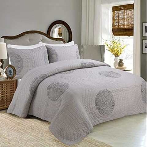 GHKWXUE 3-piece set medium double bed duvet cover set,100% pure cotton tufted Quilted bedspread lightweight bed cover set, with pillowcase bedding suitable for all seasons Cover