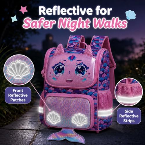 Image of KLFVB 3PCS Backpack for Girls and Boys, 15 inch Unicorn Dinosaur Bookbag with Lunch Box, Kids Preschool School bag