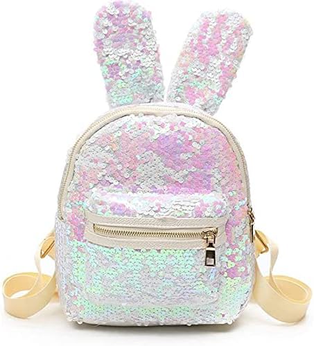 Cute Sequin Backpack White Bunny 