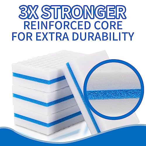 Image of Upgrade Melamine Sponge, 25 Pack Extra Thick More Lasting 3X Density Premium Magic Sponge Eraser, Multi Surface Power Scrubber Foam Stain and Mark Removal Cleaning Pads