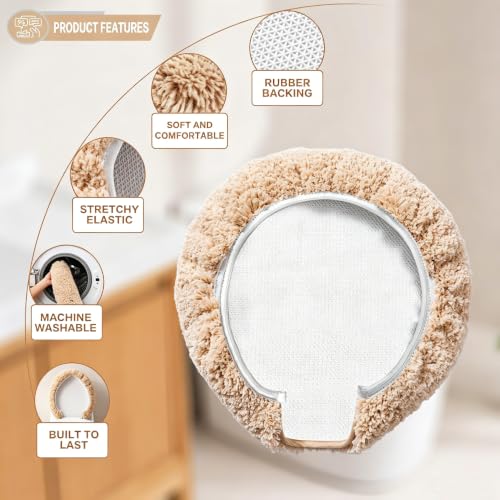 Image of Microfiber Toilet Lid Cover, 17.5 inchx15 inch Fits Round Oblong and Elongated