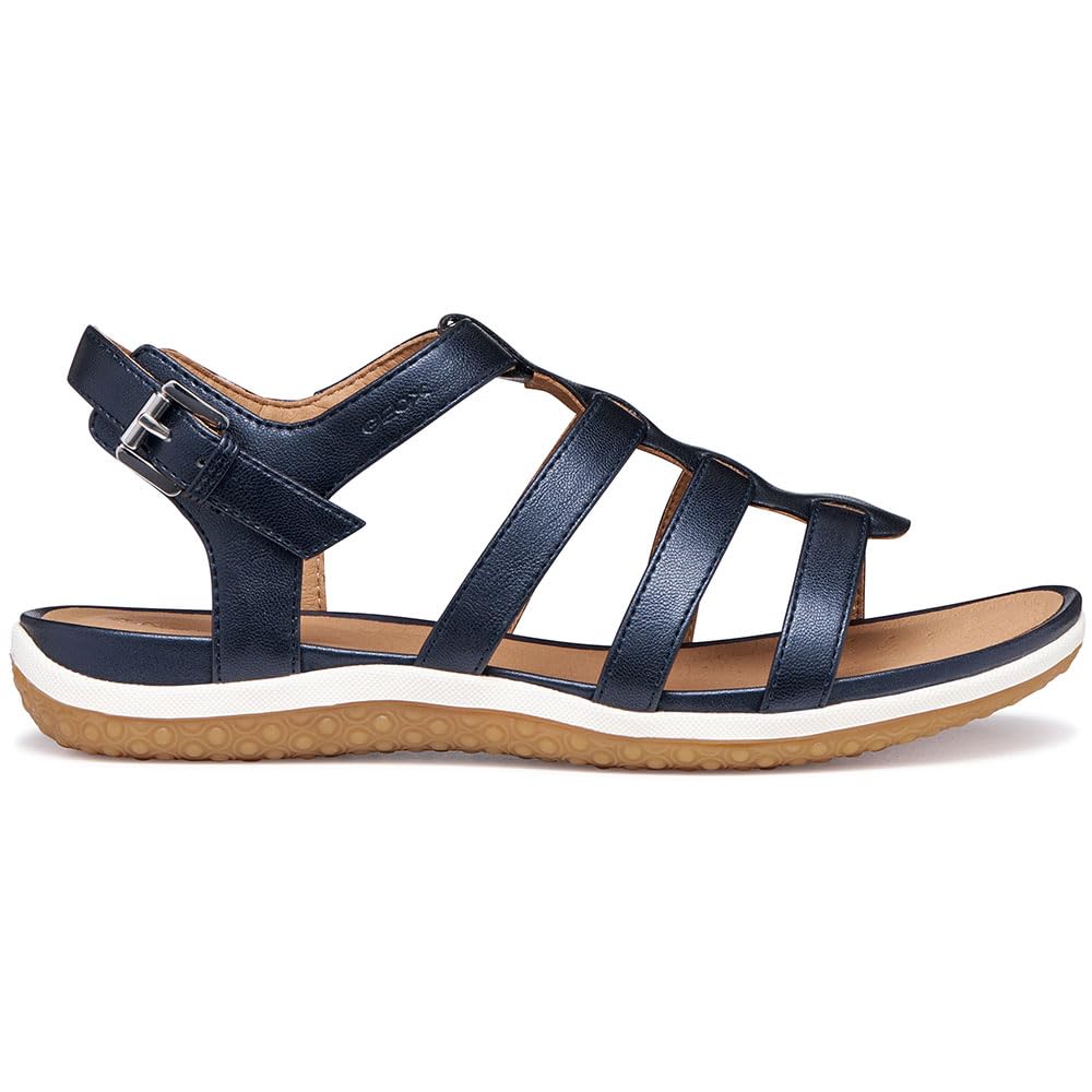 Geox Women's Vega D Flat Sandal, DK Jeans, 37 EU