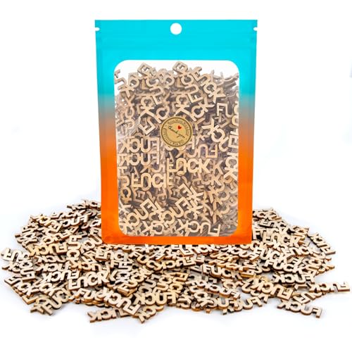 Wooden Fucks 100PCS Wooden Cutouts DIY Jar of Fucks Gift Bag, Fucks to Give, Bad Mood Vent Spoof Gag Gifts Birthday Christmas Gift Anniversaries Gift Funny Gifts for Friends(1Bag)