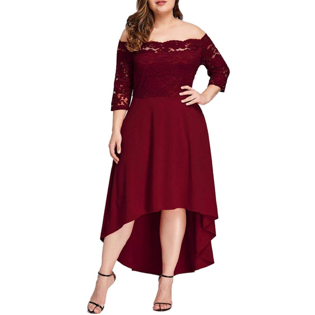SHOBDW Mujer SHOBDW Vestidos Mujer Día De San ValentíN Casual Talla Grande Suelta Tres Cuartos Fuera del Hombro Boho Encaje Elegante Fiesta Cóctel Fiesta Vestido Largo Formal