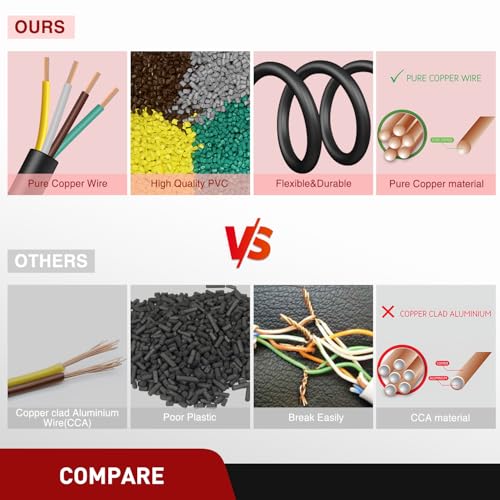 Image of Nilight 50 Feet 4 Way Trailer Wire Extension Cable 14 Gauge 4 Conductor 100% Pure Copper Insulated Heavy Duty Weatherproof for 4 Pin Blade RV Automotive