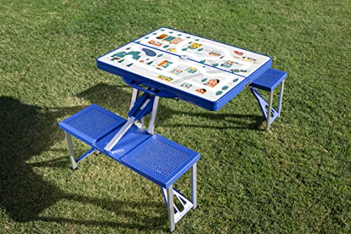 Image of Picnic TIME Portable Folding Picnic Table with Seats for 4, Collapsible Aluminum Table with Benches & Umbrella Hole, Lightweight Foldable Table for Camping, Travel, Backyard, Tailgating | with Umbrella Hole