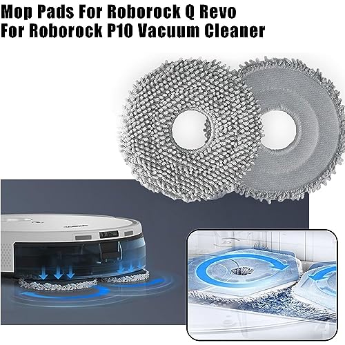 4X Mop Cloth Robotic Vacuum Cleaner Spare Replacement Mopping Cloths Tool Sweeping Parts Compatible for P10/QRevo Fine Fibermaterial Mop Pads Cleaning Cloths Vacuum Cleaner Parts Mop Pad Floor