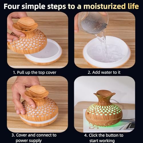 Image of Flower Shape Flame Humidifier & Diffuser | LED Atmosphere Light, Aromatherapy Oil Diffuser | Noiseless & Safe with Auto Power Off for Home /Office