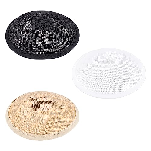 FINGERINSPIRE 3 Colors Round Hat Base With Clip - 5.1 Inch Diameter Polyester Sinamay Circle Fascinator for Millinery Women Hat Making, DIY Party, Wedding, Church - Craft Material Supply