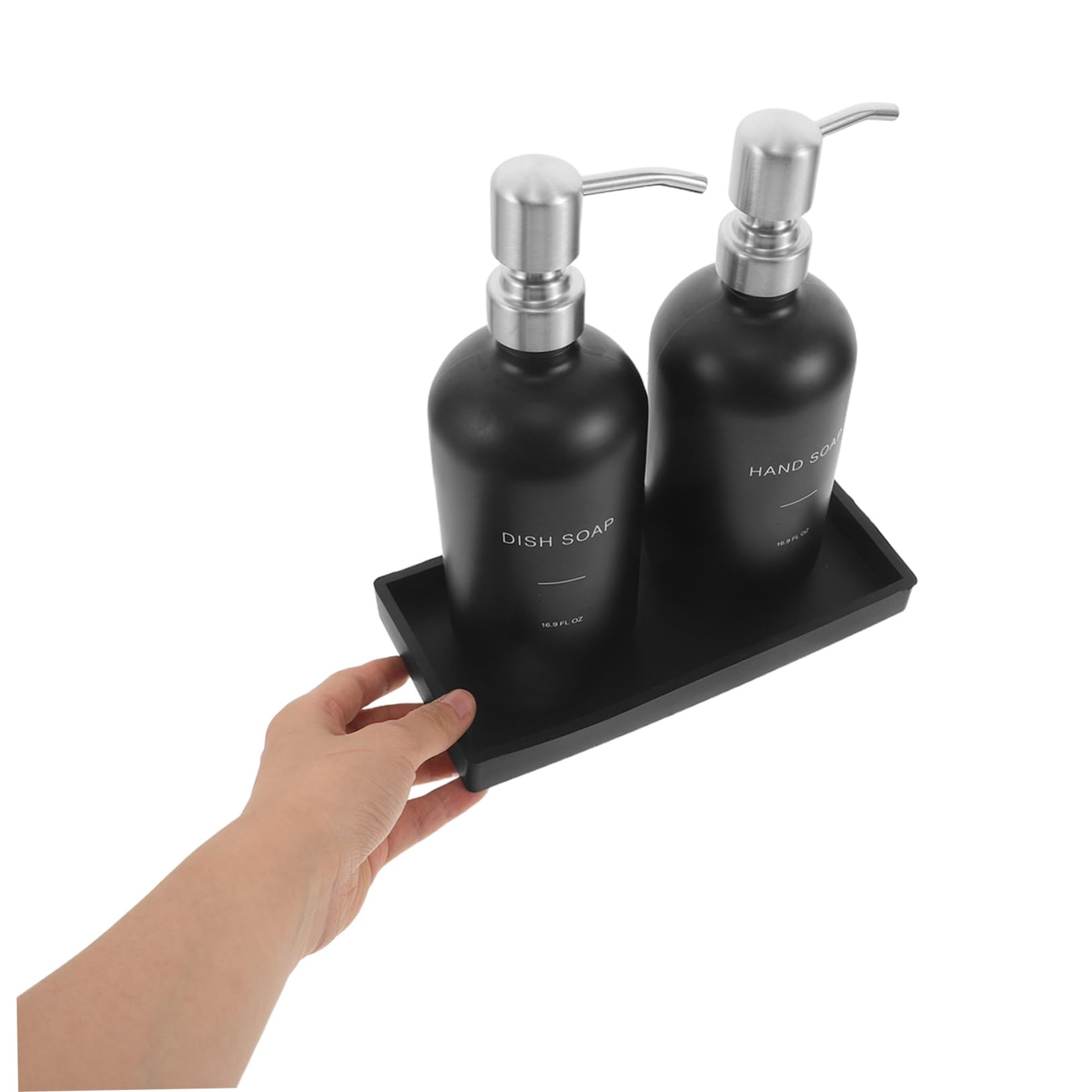 STOBAZA Dispenser in Vetro con Pompa Resistente per Cucina e Bagno e Design per Lavandino e Lavaggio Mani