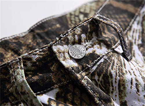 Andongnywell Mens Loggers Cotton Snakeskin Printing Flowers Slim Fit Pencil Casual Pants Skinny Snak Print Trousers3