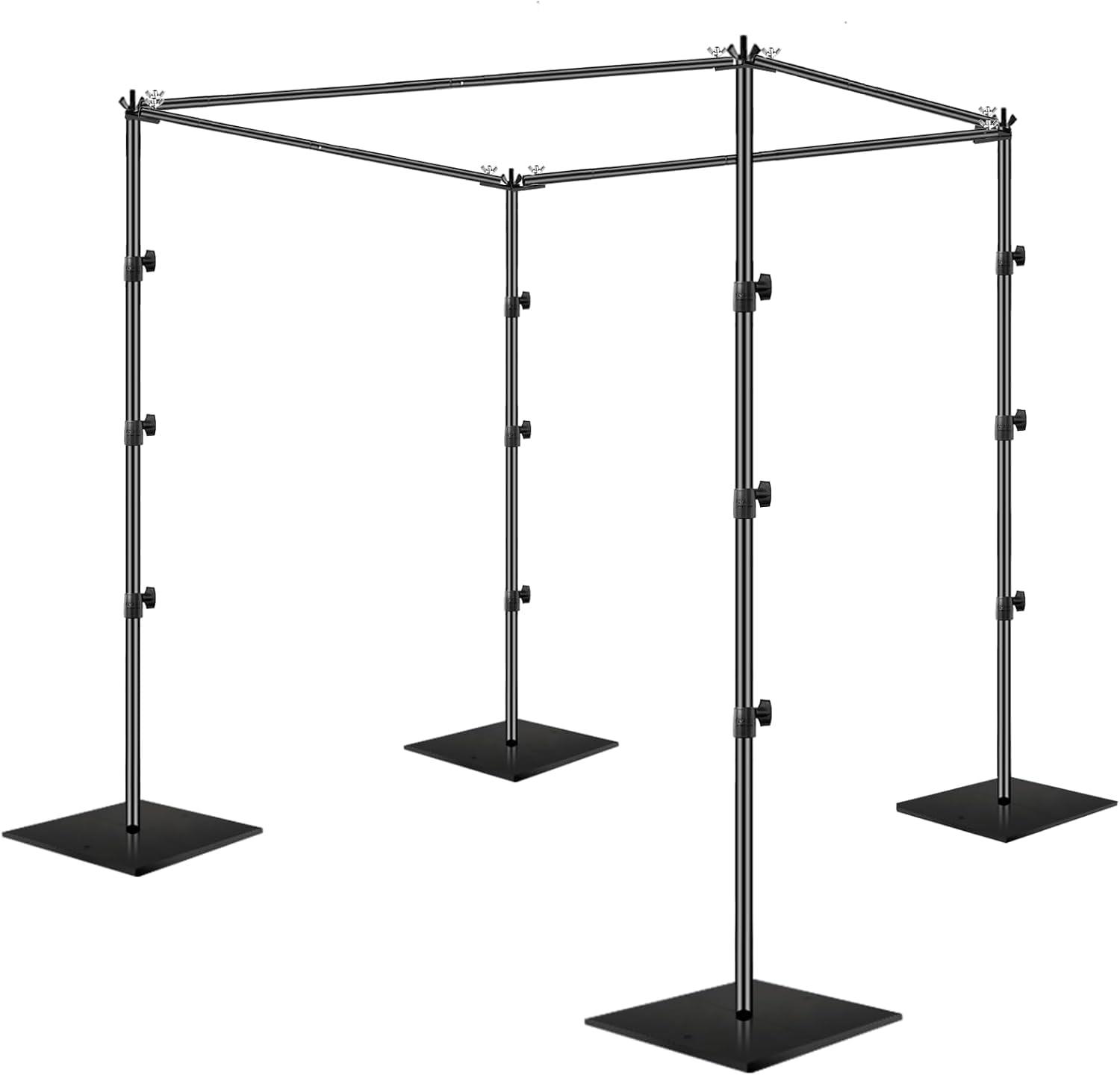 EMART Supporto per sfondo quadrato, 2,6x3 m Supporto per sfondo fotografico regolabile con base in acciaio, sistema di sfondo fotografico resistente per fotografia, feste, feste di compleanno