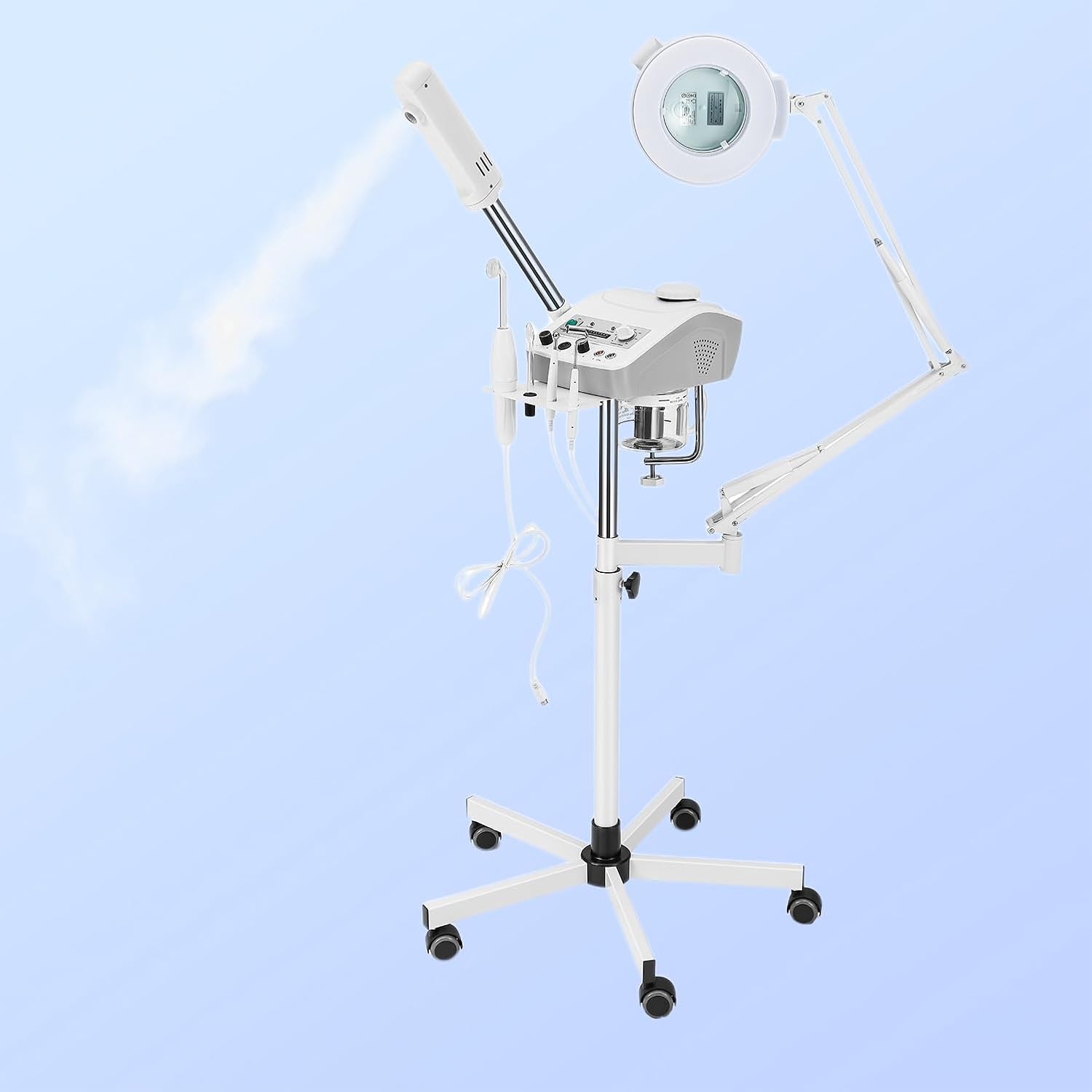 Professional 4in1 Ozone Face Steamer for Deep Hydration with Magnifying Lamp, High Frequency Galvanic for Beauty Spa Shop Professional 4in1 Ozone Face Steamer for Deep Hydration with Magnifying Lamp, High Frequency Galvanic for Beauty Spa Shop