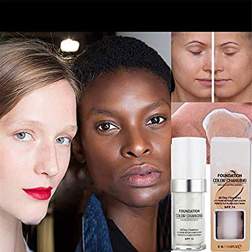 TLM Flawless Colour Changing Warm Skin Tone Foundation Makeup Base Nude Face Moisturizing Liquid Cover Concealer for Women Girls SPF15