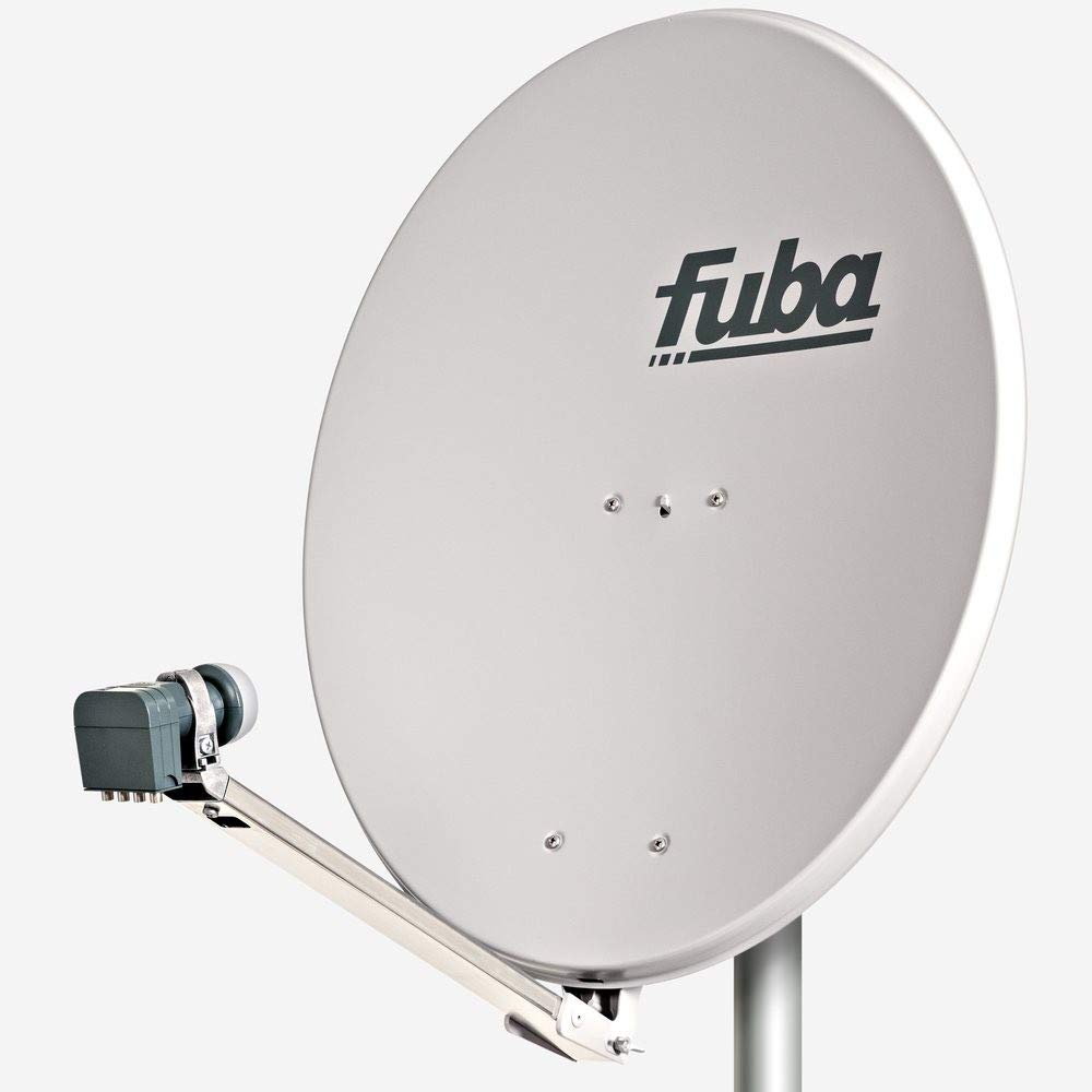 Fuba DAL 804 G Satellitenschüssel Alu 4 Teilnehmer Quad LNB DEK 417 Grau