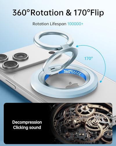 Image of SYNCWIRE Magnetic Phone Ring Holder, for MagSafe Phone Grip Stand Kickstand | 360 Rotation, Double-Sided Magnet, Cell Phone Grip Finger Holder, for iPhone 17 16 15 14 13 12 Pro Max, MagSafe Accessories