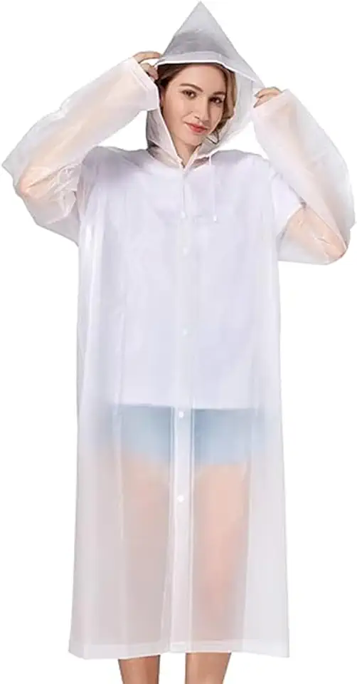 Capa de Chuva Transparente Unisex Adulto Impermeável Dobrável e Reutilizável para Festas e Viagens Caminhadas Acampamento Botão Passeio