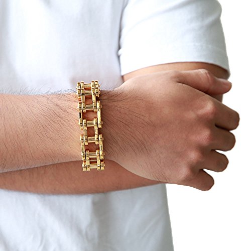 Pulsera de acero inoxidable color dorado para hombre miniatura 5