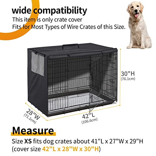 Dog Crate Cover 42 inches, Durable Kennel Cover with Double Door Universal Fit for 42 inches Wire Dog Cage, Black - Image 2