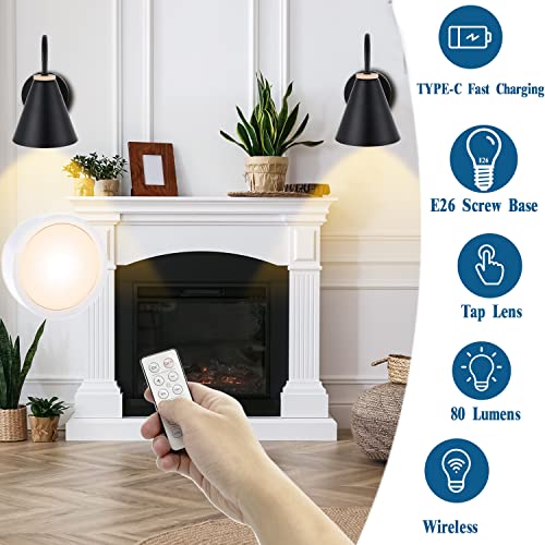 1 Pack Battery Operated Light Bulbs,Usb Rechargeable Battery Powered Led Puck Light With Remote Control,E26/E27 Wireless Dimmable Light For Wall Sconces Non Electric Fixtures Home Emergency Backup #TOP1