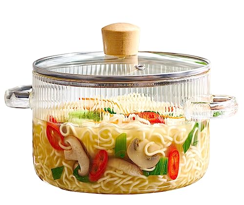 Comparison: Best Pots For Cooking On Gas Stove 6 Glass Cooking Pot with Lid - 1.6L(54oz) Heat Resistant Borosilicate Glass Cookware Stovetop Pot Set - Paella Pan Simmer Pot with Cover Safe for Soup, Milk, Baby Food
