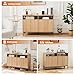 Mericonia Farmhouse Buffet Sideboard Cabinet with Storage, Fluted Coffee Bar with Doors and Adjustable Shelves, Modern Wood Console Cabinet for Kitchen, Livingroom (Fluted 4 Door, Natural)