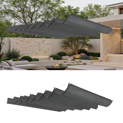 Voile d'ombrage rétractable imperméable et résistant aux UV gris