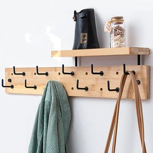 Crochets muraux avec étagère, porte-manteau en bois pour entrée, salon, chambre à coucher, 5 à 10 crochets, solution de rangement murale