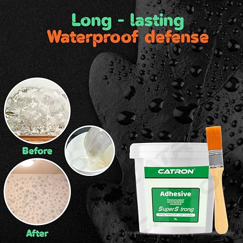 Image of Catron Transparent Waterproof Glue for Leakage, Epoxy Resin floor paint, Crack Seal Waterproofing Agent for Roof, Walls, Tiles Solution, Indoor and Outdoor Super Strong Adhesive Sealant (1 Kg /Litre)